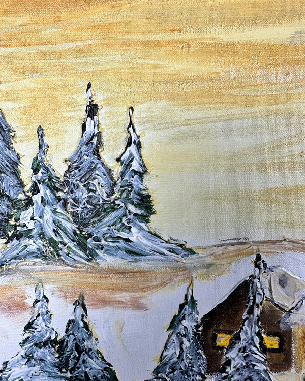 Winterlandschaft Gemälde Acryl Leinwand