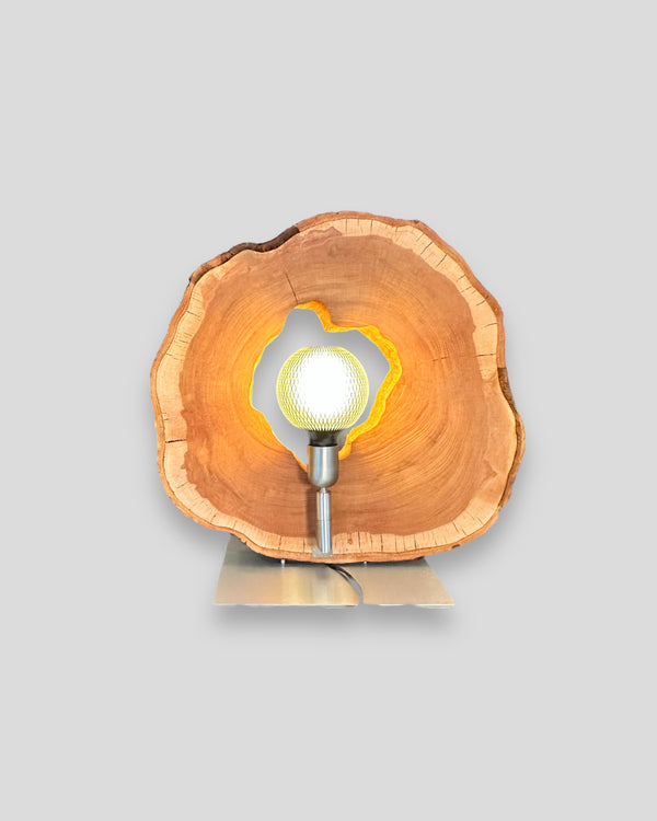 Kirschbaum Holzplatte Tischlampe Glühbirne
