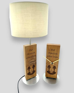 Pension Uhr Lampe Gravur