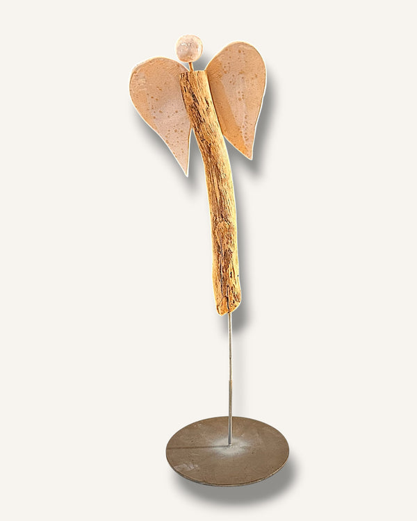 Engel figur ton schwemmholz handarbeit
