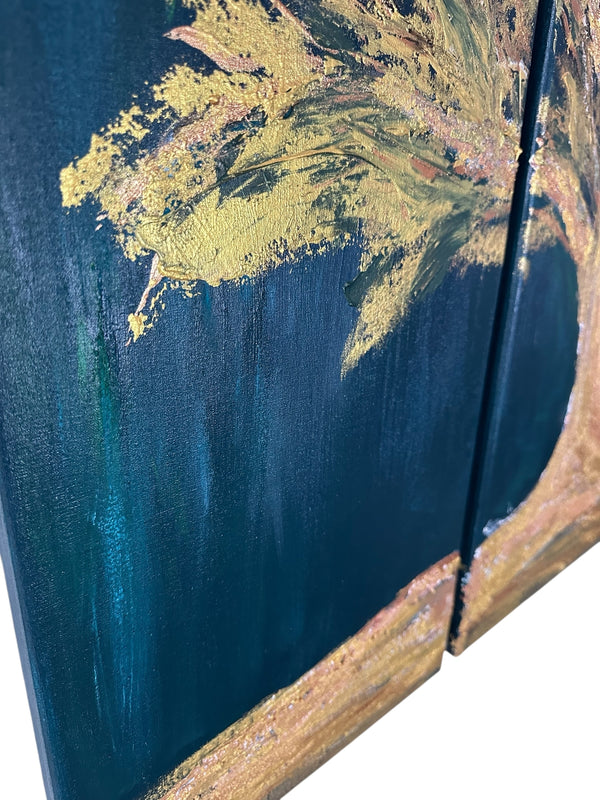 Baum Gold, Acryl auf Leinwand, 90x93cm