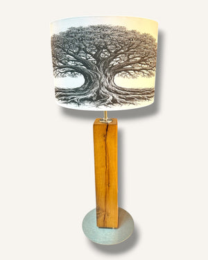 Tischlampe aus Altholz Eiche mit echtem Baumdesign | Handgefertigtes Unikat