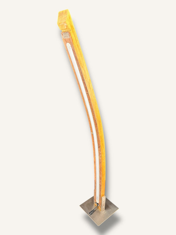 Tischleuchte Fassdaube aus altem Eichenfass, LED