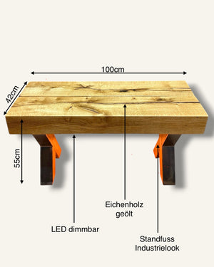 sitzbank eichenholz lowboard led dimmbar 