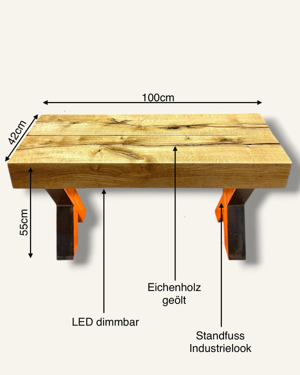 sitzbank eichenholz lowboard led dimmbar 