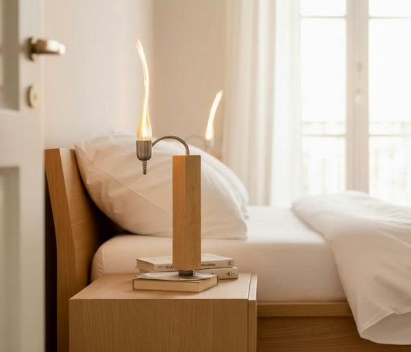 Tischlampe Unikat aus Altholz Eiche mit Ambiente Glühbirne