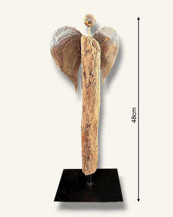 Engel figur ton schwemmholz handarbeit