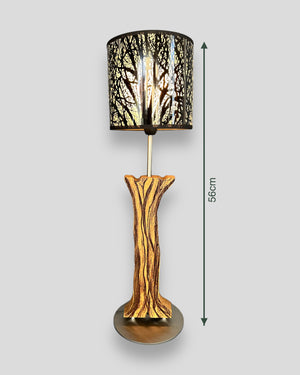 Design-Tischlampe aus geölter Eiche und gebürstetem Edelstahl