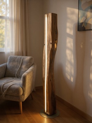 Stehlampe LeD dimmbar altholz eichenbalken Unikat Stehleuchte