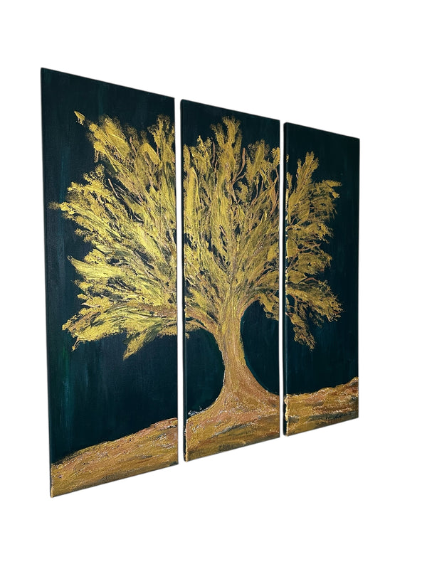 Baum Gold, Acryl auf Leinwand, 90x93cm