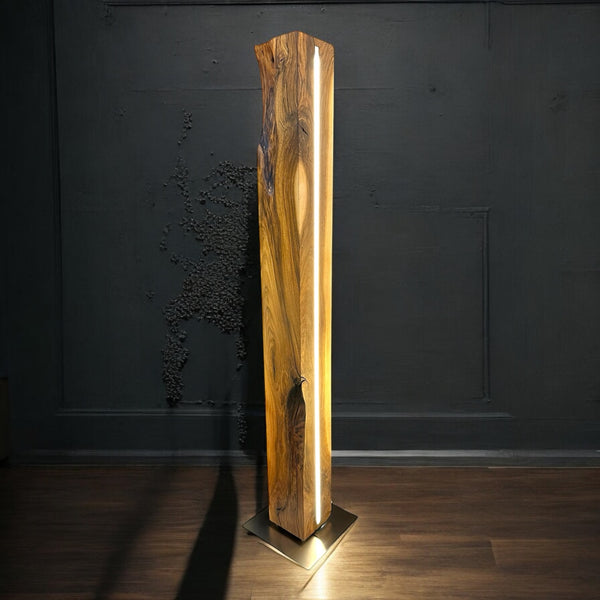 Stehleuchte stehlampe nussbaum led dimmbar