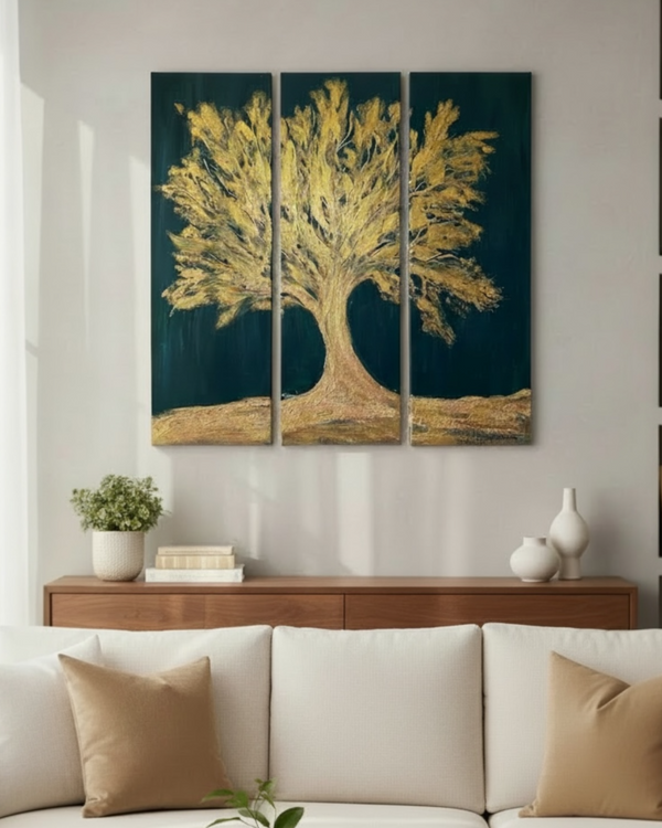 Baum Gold, Acryl auf Leinwand, 90x93cm