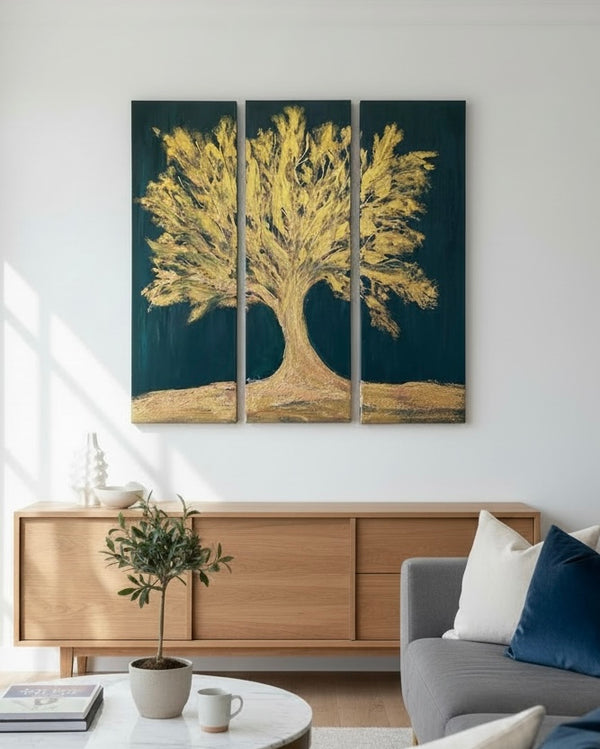Baum Gold, Acryl auf Leinwand, 90x93cm