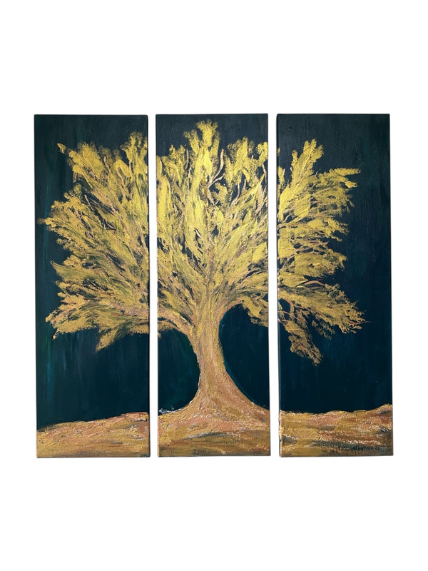 Baum Gold, Acryl auf Leinwand, 90x93cm