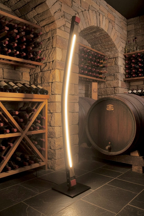 Stehleuchte Fassdaube aus altem Eichenfass, LED