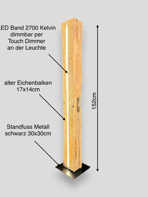 Stehleuchte LED dimmbar altholz Eichenbalken