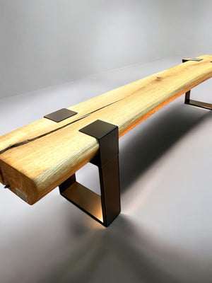 Sitzbank Lowboard Eichenholz Eichenbalken LED dimmbar