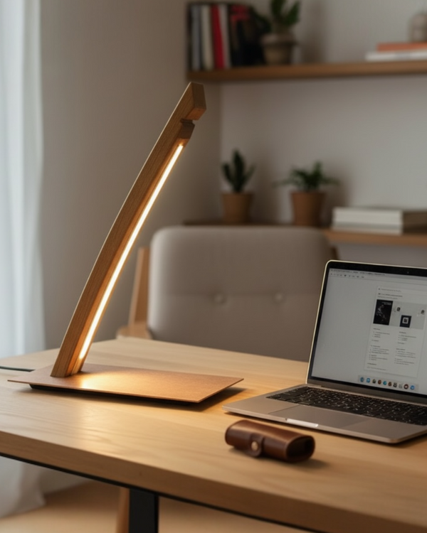 Tischleuchte Fassdaube aus altem Eichenfass, LED