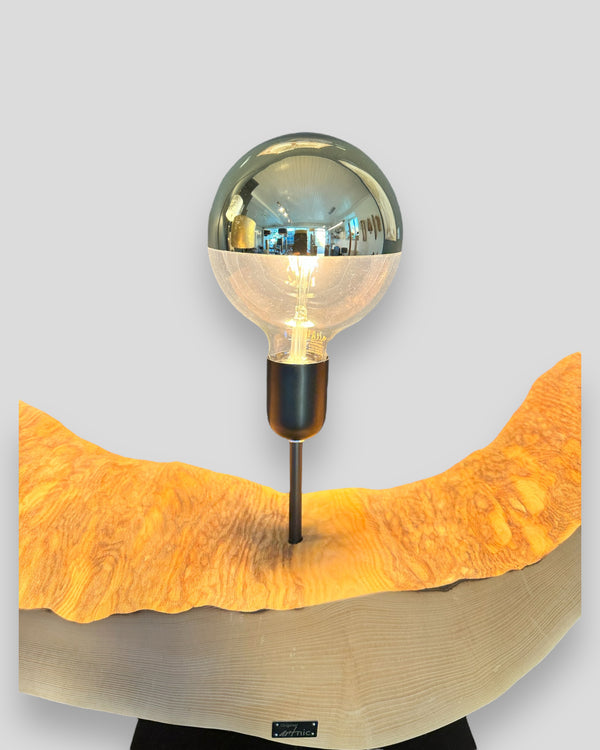 Dekorative Unikat-Leuchte, Esche Wurzelholz mit Ambiente-Glühbirne
