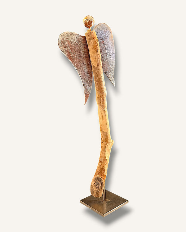 Engel figur ton schwemmholz handarbeit