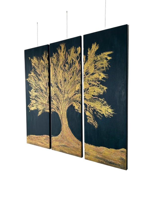 Baum Gold, Acryl auf Leinwand, 90x93cm