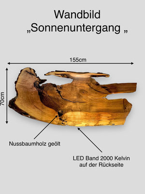 Wandbild nussbaum LED dimmbar Unikat