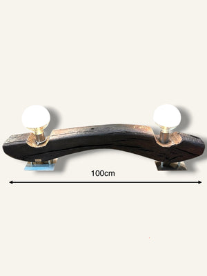 leuchte unikat eichenholz glühbirne ambiente