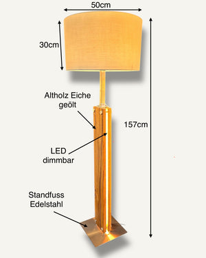Stehlampe aus Altholz Eiche mit LED dimmbar