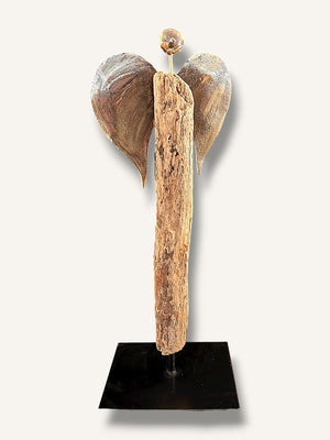 Engel figur ton schwemmholz handarbeit