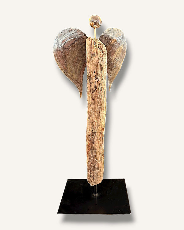 Engel figur ton schwemmholz handarbeit