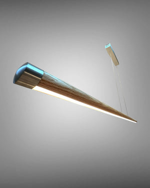 Hängelampe pendellampe LED dimmbar stufenlos höhenverstellbar eiche rundholz massivholz holzlampe