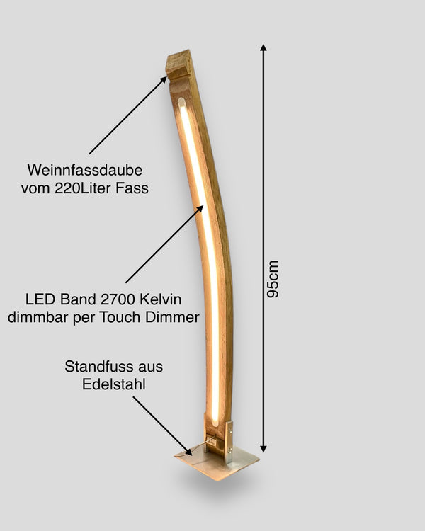 Tischleuchte Fassdaube LED dimmbar Eichenholz Altholz