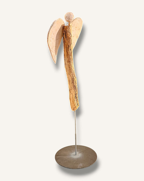 Engel figur ton schwemmholz handarbeit