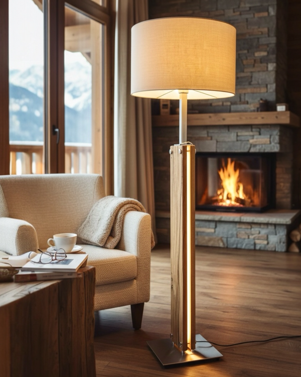 Stehlampe aus Altholz Eiche mit LED dimmbar