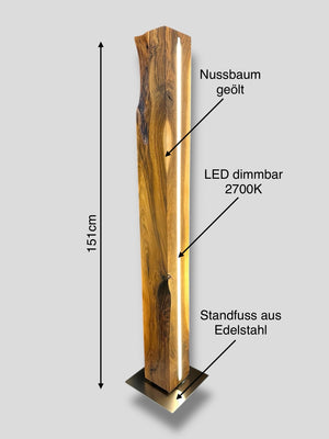 Stehleuchte stehlampe nussbaum led dimmbar