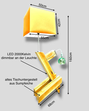 Stehlampe unikat Sumpfeiche LED dimmbar Lampenschirm ambiente Glühbirne