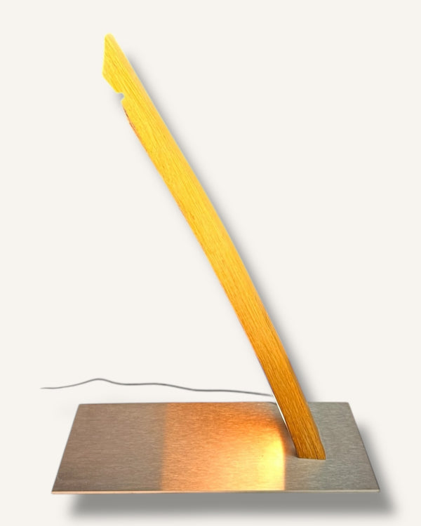 Tischleuchte Fassdaube aus altem Eichenfass, LED