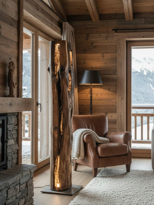 Eichenbalken altholz unikat Stehlampe Handarbeit LED dimmbar