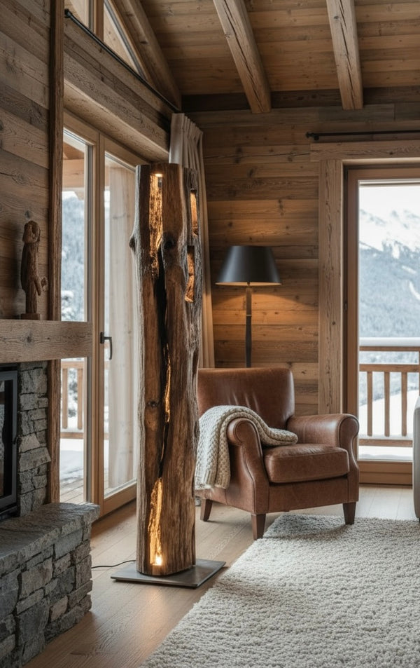 Eichenbalken altholz unikat Stehlampe Handarbeit LED dimmbar