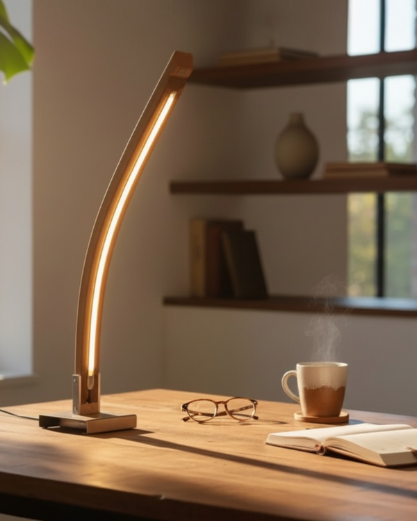 Einzigartige Tischleuchte aus Fassdaube – LED Designlampe aus altem Eichenfass