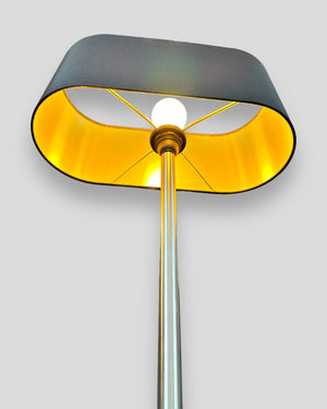 Stehlampe Edelstahl Lampenschirm schwarz mit goldiger Innenseite