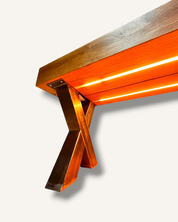 sitzbank eichenholz lowboard led dimmbar 