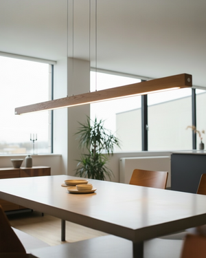Pendelleuchte aus Eichenholz 200 cm mit dimmbarem LED-Band