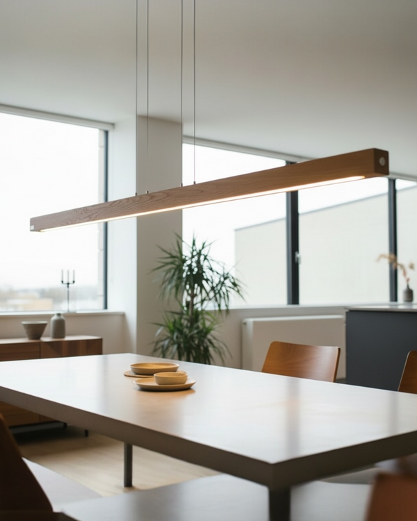 Hängelampe aus altem Eichenholz mit LED-Streifen, dimmbar, stufenlos höhenverstellbar