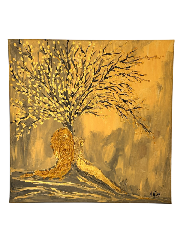 Engel gemälde acryl baum