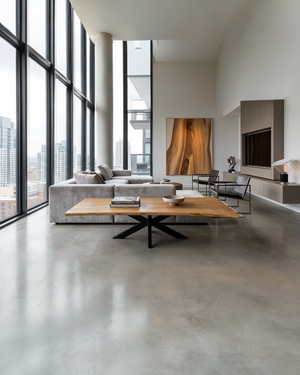 Massiver Couchtisch aus Eiche – Unikat mit schwarzem Metallgestell | Artnic