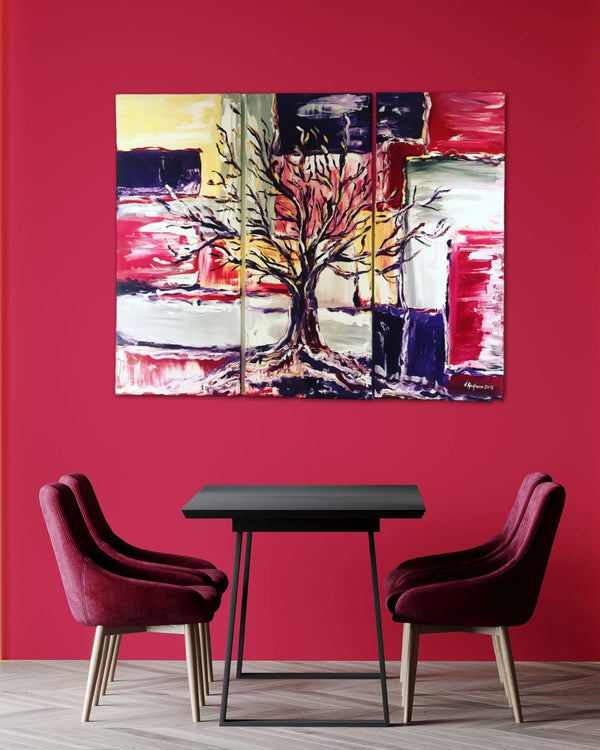 Gemälde Acryl Baum rot Esstisch