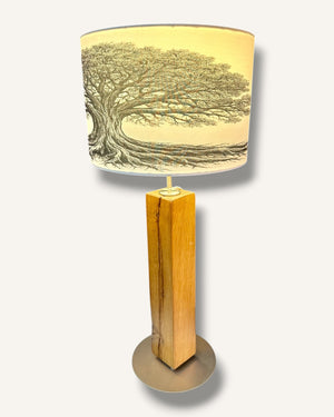 Tischlampe aus Altholz Eiche mit echtem Baumdesign | Handgefertigtes Unikat