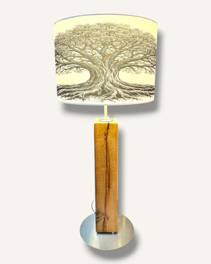 Edle Holz-Tischlampe mit Baumdesign, warmem Licht und einzigartigem Charakter