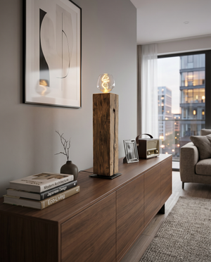 Stehlampe Altholz Ambiente Glühbirne